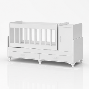 Dolaplı Çekmeceli Büyüyen Sallanır Bebek beşiği beyaz
