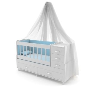 5 Çekmeceli Lükens Sallanır Ayaklı Büyüyen Sallanır Bebek beşikleri Mavi