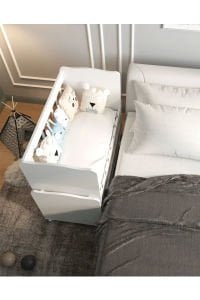 Bebek Beşiği Komidinli Ayaklı Sallanır Büyüyen beşik +Yatak