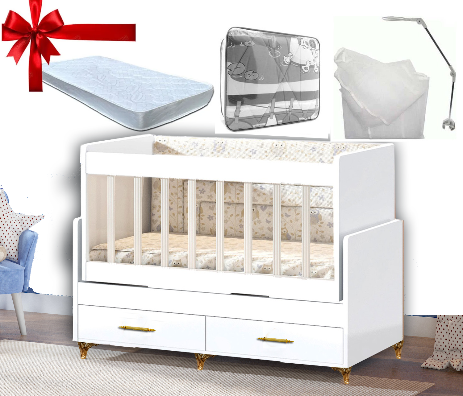 MiniGold Anne Yanı Sallanır Bebek beşiği