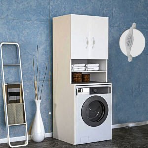 Çamaşır Makinası Dolabı 2 kapaklı Raflı Alt üst set banyo dolabı