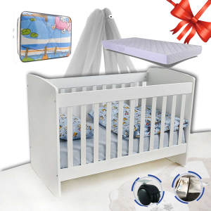 2 Kademeli Sallanır Tekerlekli Bebek Beşiği 60*120 cm