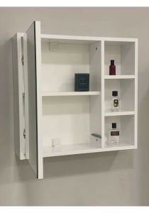 Tek Kapaklı Raflı Aynalı Banyo Dolabı Üst Modülü Beyaz