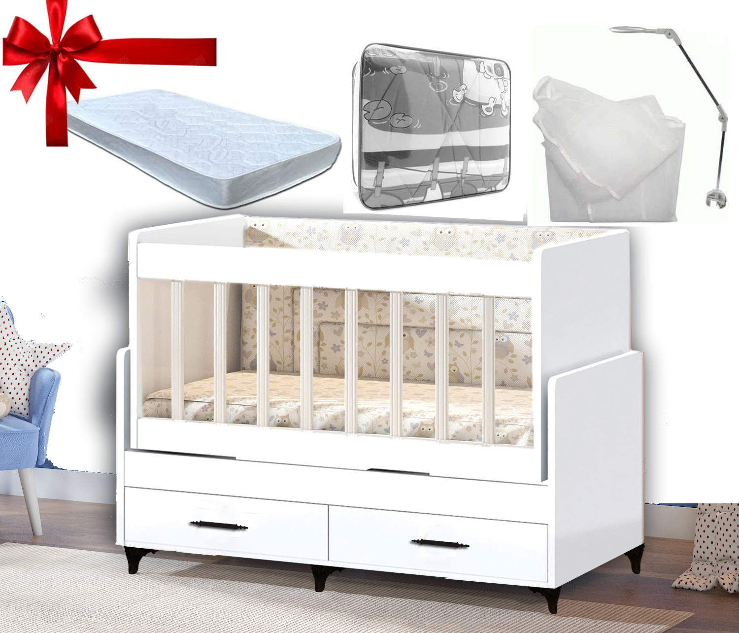 Black Rose Anne Yanı Sallanır Bebek beşiği